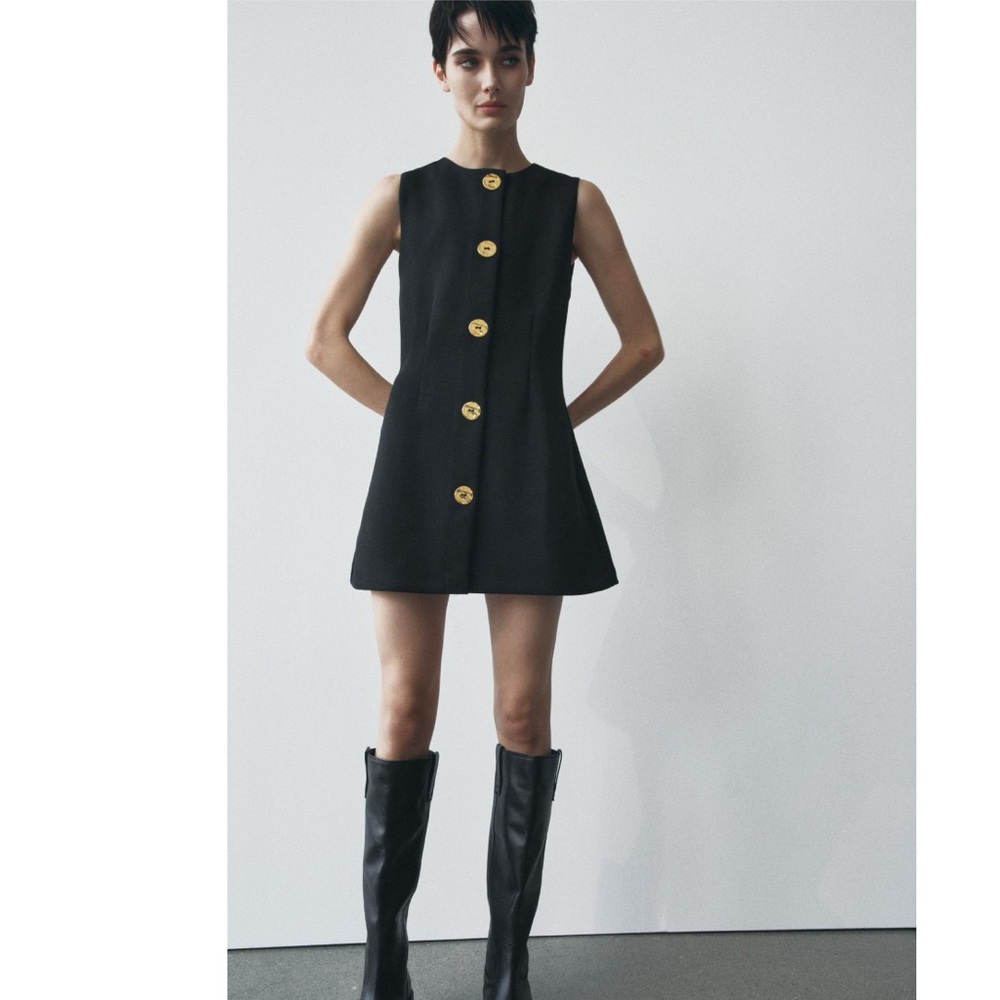 NWT Zara Woman SHORT DRESS WITH BUTTONS Size S Small